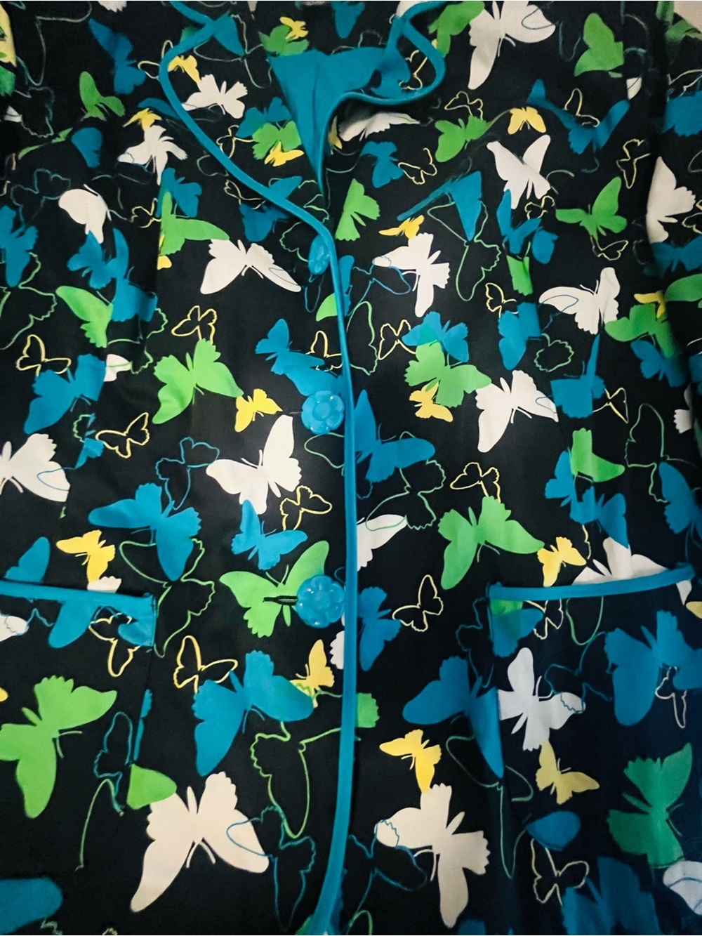 NY Collection Women’s 2X Multicolor Butterfly Print Button Front Blazer - Picture 4 of 6